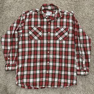 Carhartt Shirt Mens Large Red Plaid Button-Up Cotton Western Workwear Lumberjack
